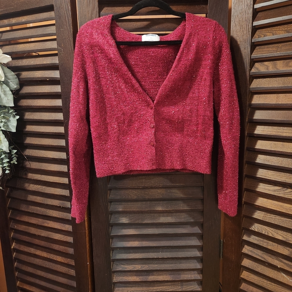 Old Navy Women's Sparkling Burgundy Cardigan